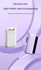 ROMOSS 4 en 1 Power Bank 500000mAh Gran Capacidad Cables Integrados Pantalla Digital Inteligente Ligera Batería Portátil Para iPhone y android