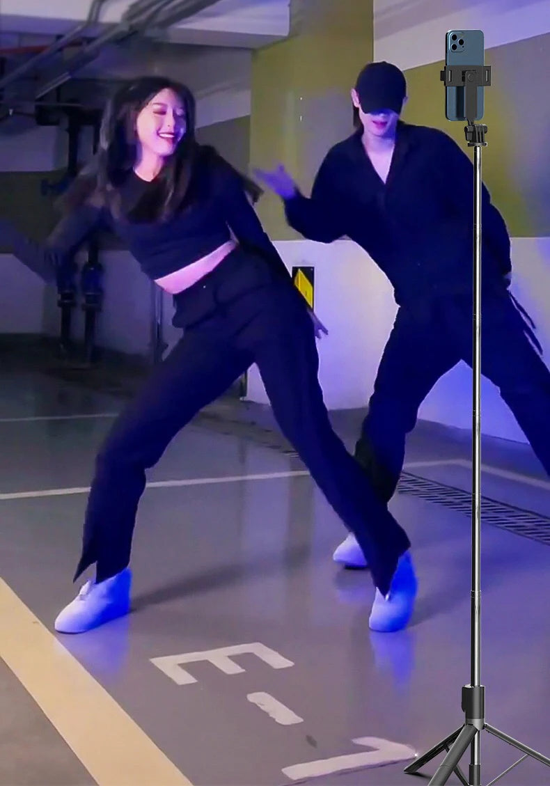 Trípode extensible en vivo de 1,7 m, soporte para palo de Selfie, anillo LED, soporte de espejo de doble luz, soporte para teléfono 4 en 1 para iPhone X 8 11 Android-MovilExpressShop