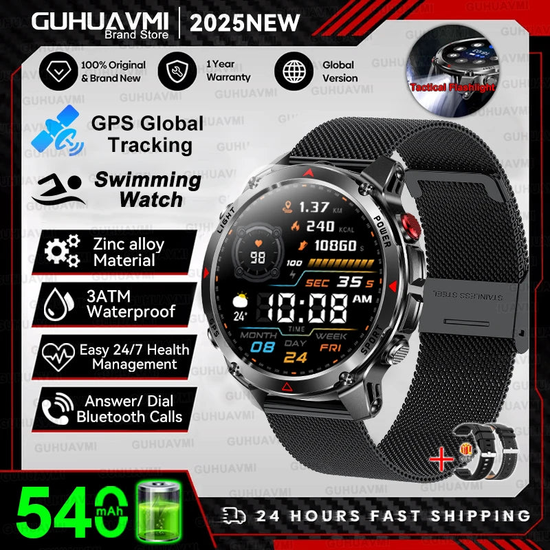 GUHUAVMI 2025 – Smartwatch Deportivo Grado Militar-MovilExpressShop