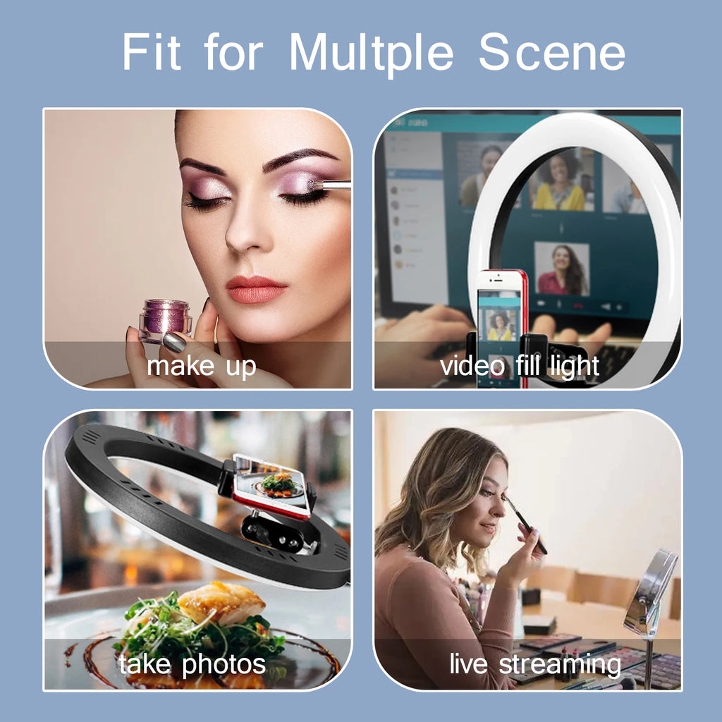 26CM fotografía iluminación teléfono Ringlight trípode soporte foto Led Selfie relleno anillo luz lámpara para vídeo Youtube Live COOK-MovilExpressShop