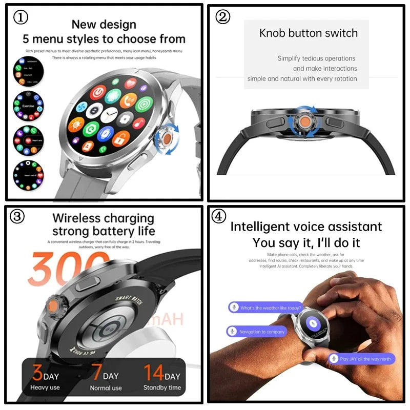 Nuevo para Xiaomi S4 Ultra deportes al aire libre reloj inteligente hombres 1,53 pulgadas AMOLED NFC GPS brújula ritmo cardíaco impermeable BT llamada Smartwatch