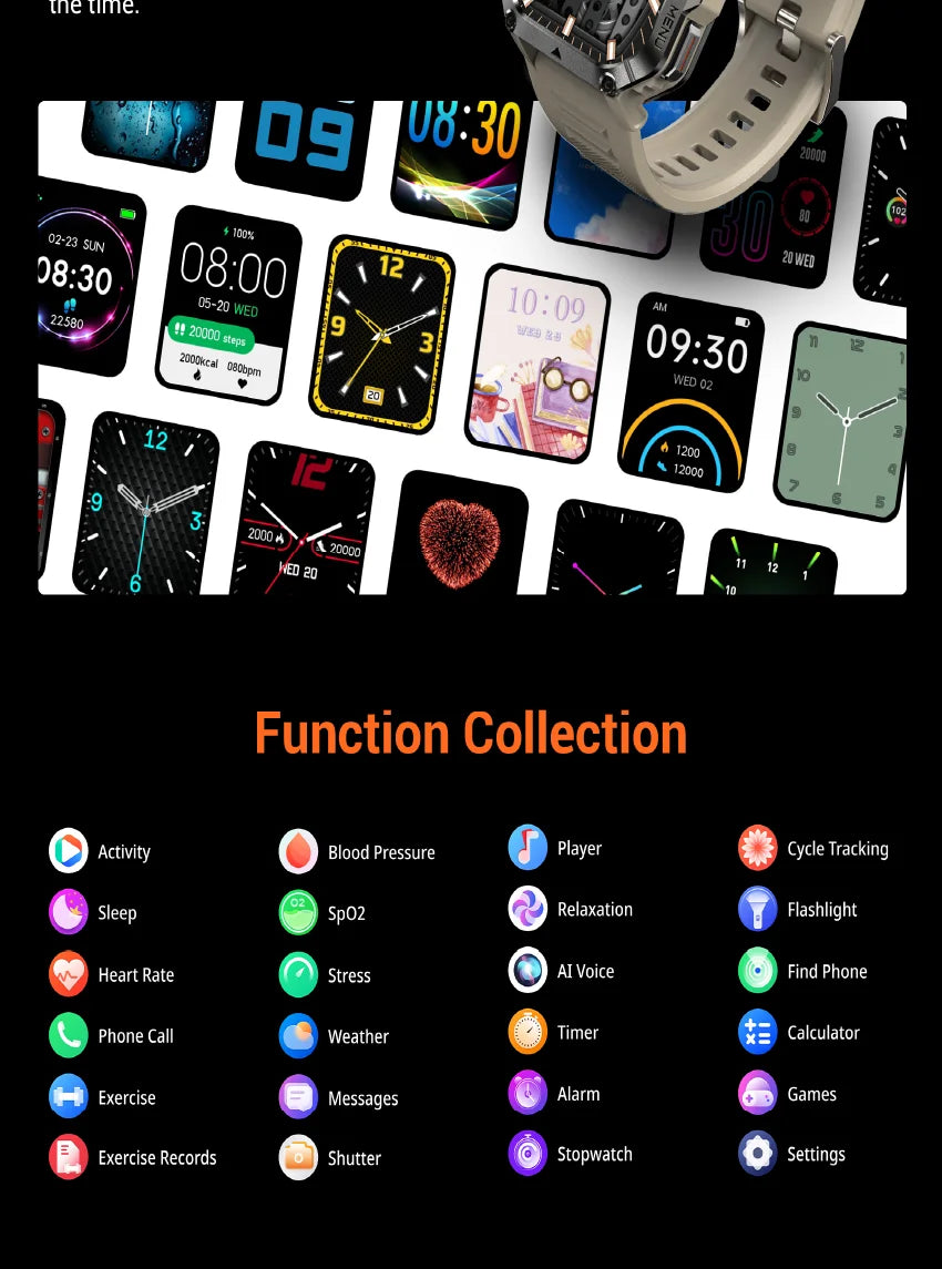 Blackview 2025 reloj inteligente para exteriores 900mAh W70 Pro 2,01 ''pantalla TFT HD-MovilExpressShop