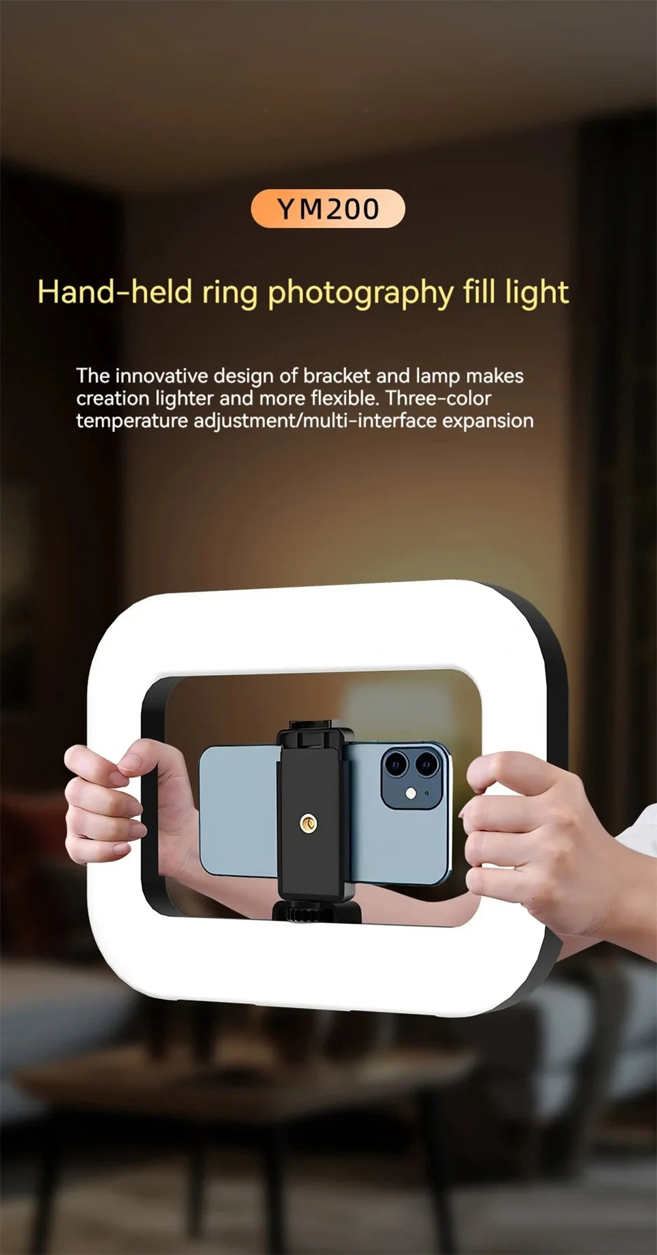 FANGTUOSI nuevo anillo de mano LED luz de relleno recargable teléfono móvil portátil fotografía en vivo escritorio jaula de conejo Selfie luz-MovilExpressShop