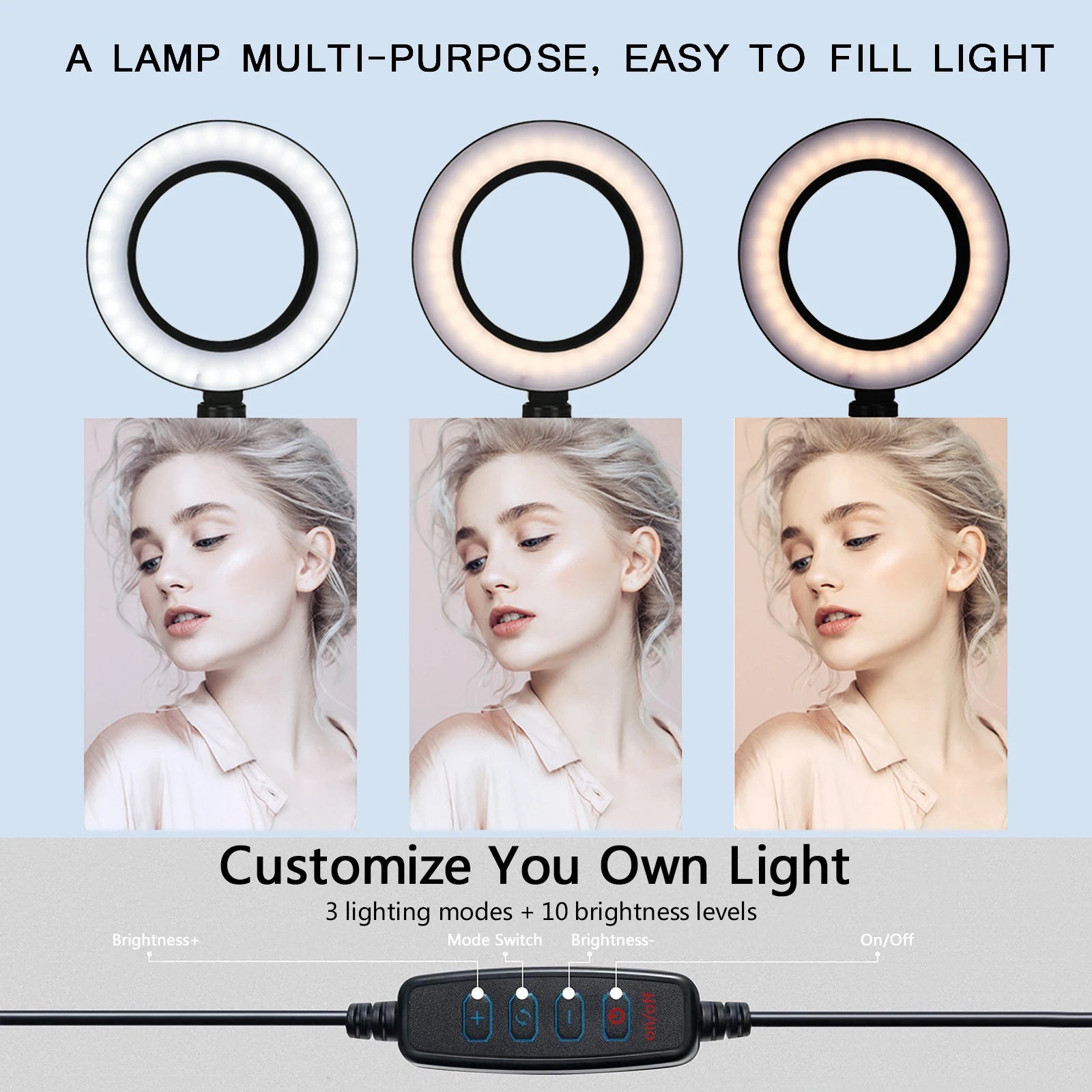 26CM fotografía iluminación teléfono Ringlight trípode soporte foto Led Selfie relleno anillo luz lámpara para vídeo Youtube Live COOK-MovilExpressShop