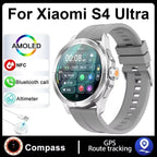 Nuevo para Xiaomi S4 Ultra deportes al aire libre reloj inteligente hombres 1,53 pulgadas AMOLED NFC GPS brújula ritmo cardíaco impermeable BT llamada Smartwatch