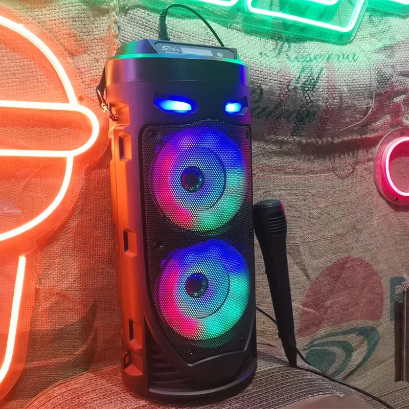 Altavoz Bluetooth portátil de baile cuadrado grande, columna de barra de sonido con luz LED colorida, caja de sonido KTV, Subwoofer Inalámbrico, Boombox de alta fidelidad-MovilExpressShop