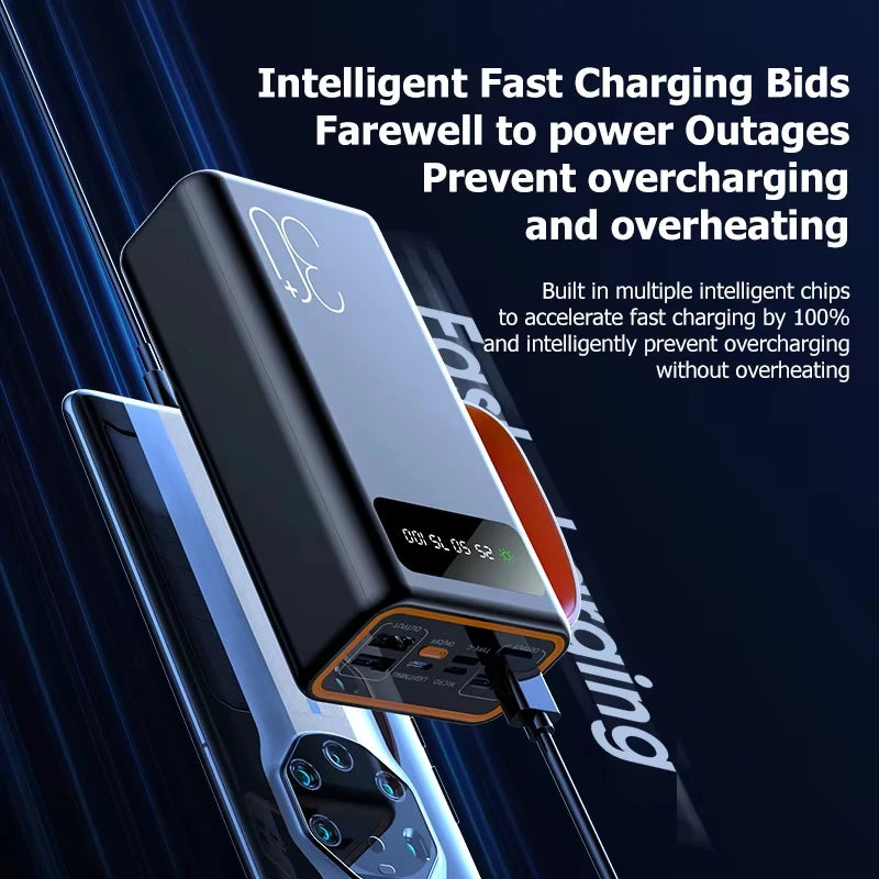 Xiaomi-Banco de energía Solar de 200000mAh, Cables integrados de gran capacidad, batería externa, luz LED, Banco de energía para iPhone, Huawei y Xiaomi-MovilExpressShop