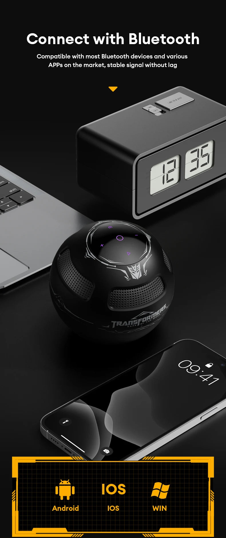 TRANSFORMERS TF-Y17 Altavoz portátil Altavoz Bluetooth inalámbrico de larga resistencia Sonido estéreo Caja de sonido multifuncional-MovilExpressShop