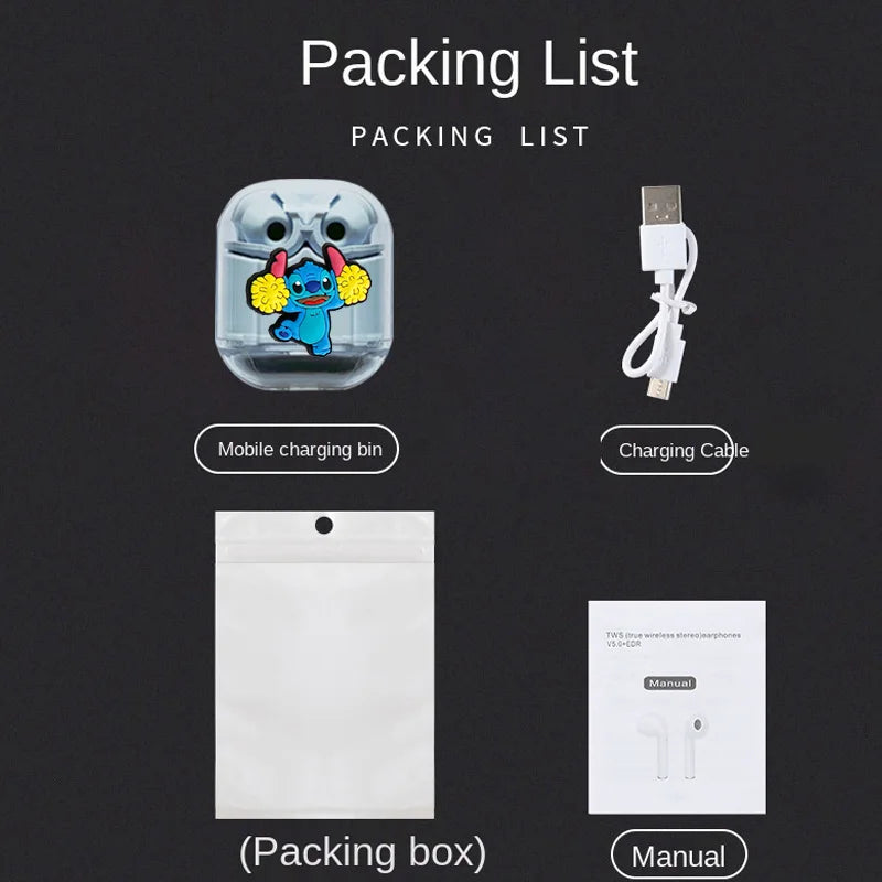 Nuevo Disney Stitch sonido HIFI pantalla Digital LED auriculares Bluetooth auriculares inalámbricos serie Stitch de largo alcance-MovilExpressShop