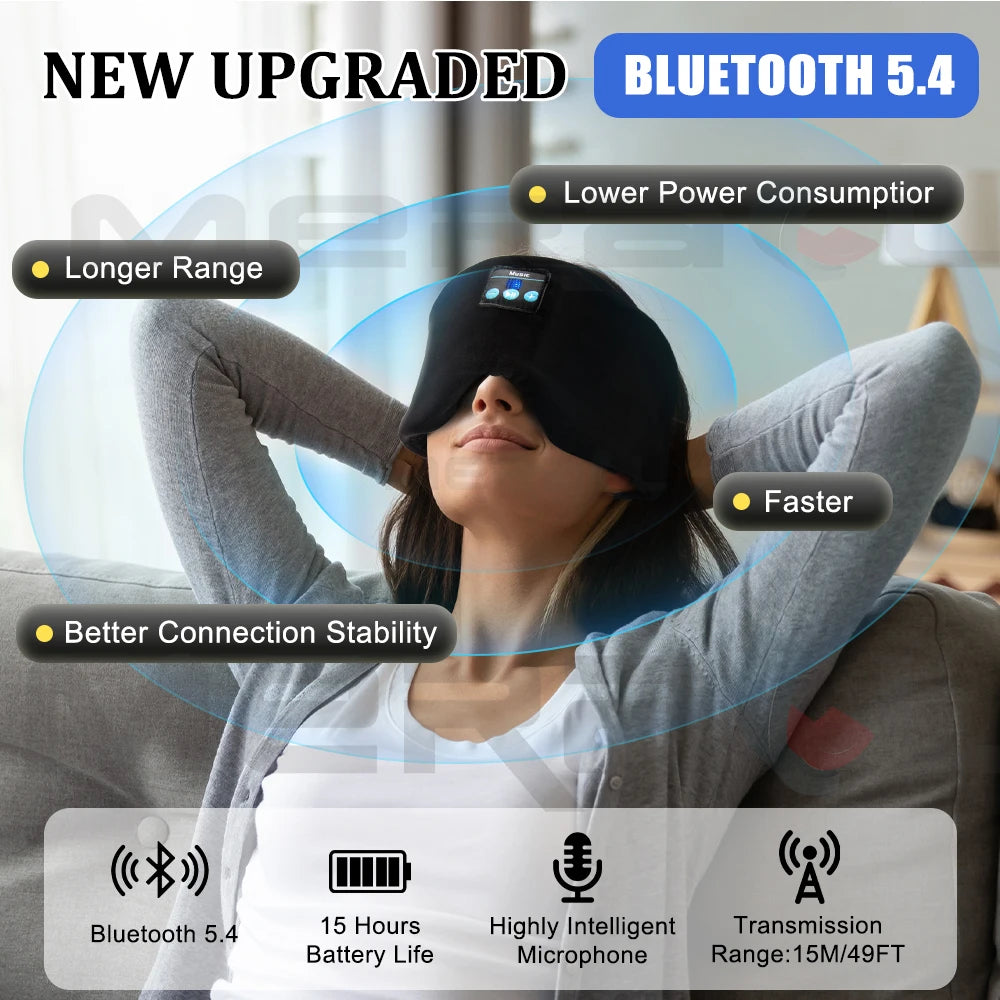 Auriculares Máscara Bluetooth para dormir Viajes Máscara para dormir portátil Reproducir música Auriculares para dormir Máscara de ojos musical ajustable para dormir-MovilExpressShop