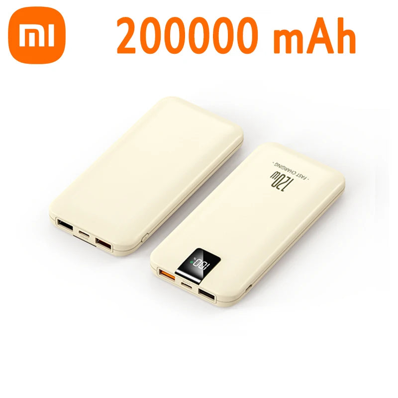 Batería de carga súper rápida Xiaomi 120W 200000 Banco de energía mAh 100000 Pantalla digital cuadrada portátil liviana de alta capacidad mAh-MovilExpressShop