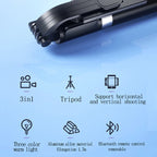 Trípode extensible en vivo de 1,7 m, soporte para palo de Selfie, anillo LED, soporte de espejo de doble luz, soporte para teléfono 4 en 1 para iPhone X 8 11 Android-MovilExpressShop