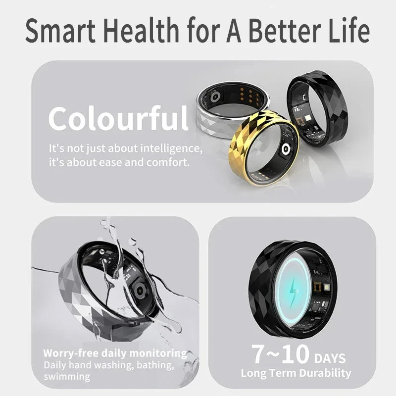 Smart Ring 2024 – Monitor de temperatura corporal, resistente al agua, compatible con Android e iOS-MovilExpressShop