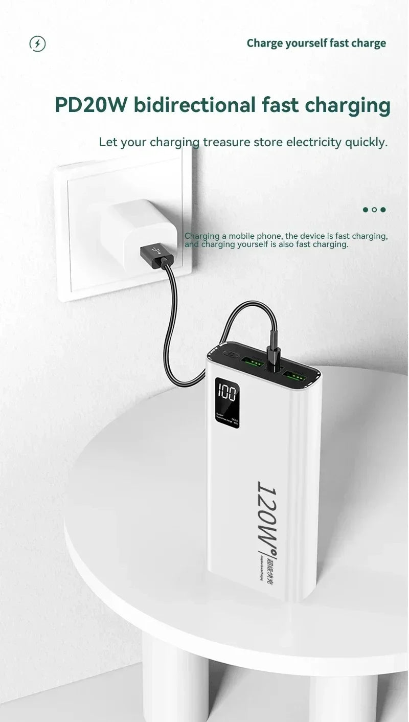 VIVO 120W Power Bank 50000mAh alta capacidad carga rápida Powerbank cargador de batería portátil para iPhone Samsung Huawei etc...-MovilExpressShop