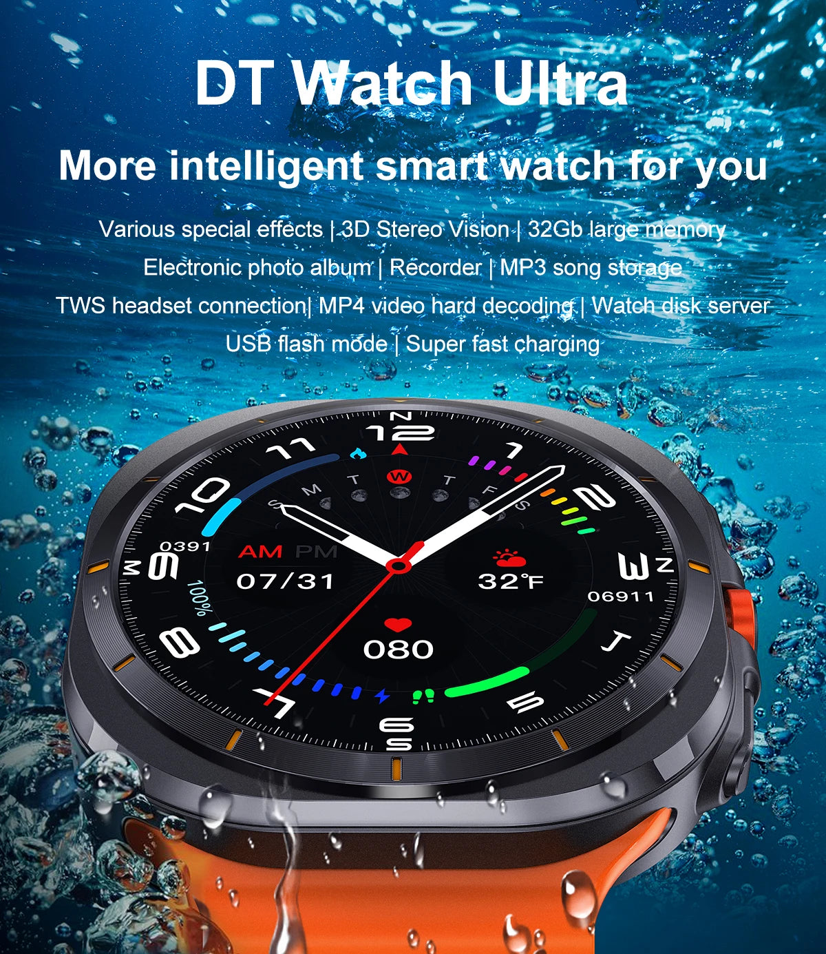 2025 nuevo reloj DT 7 Ultra reloj inteligente hombres 32GB memoria vídeo GPS NFC 47mm AMOLED Fitness rastreador deportivo salud relojes inteligentes mujeres