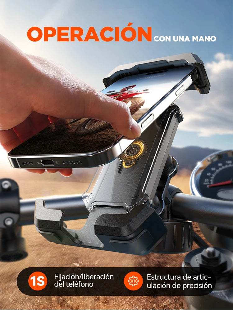 Joyroom Soporte para teléfono antivibración para bicicleta o moto Instalación rápida Soporte para teléfono para motocicleta con amortiguador de vibración para teléfonos de 4,7-7"-MovilExpressShop