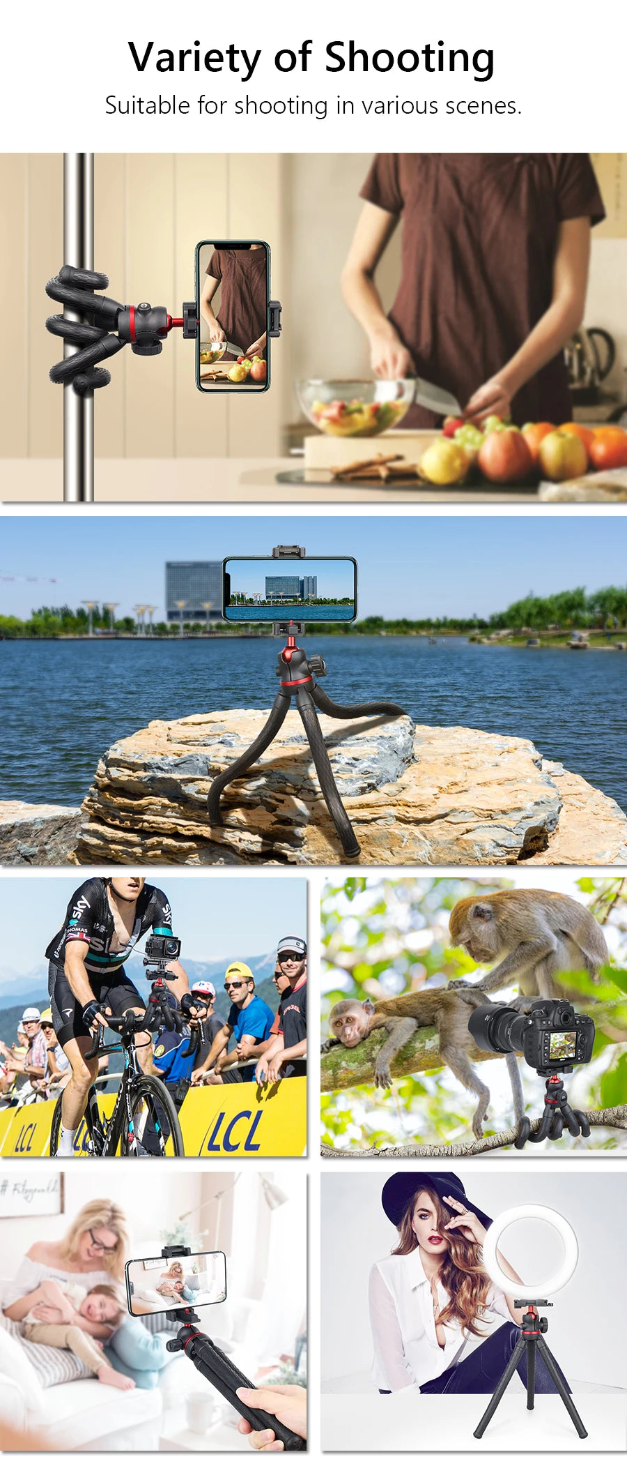 WEYLLAN DT45 Mini trípode de escritorio Control remoto carga máxima 2kg soporte portátil para cámara GoPro iPhone Xiaomi Huawei-MovilExpressShop