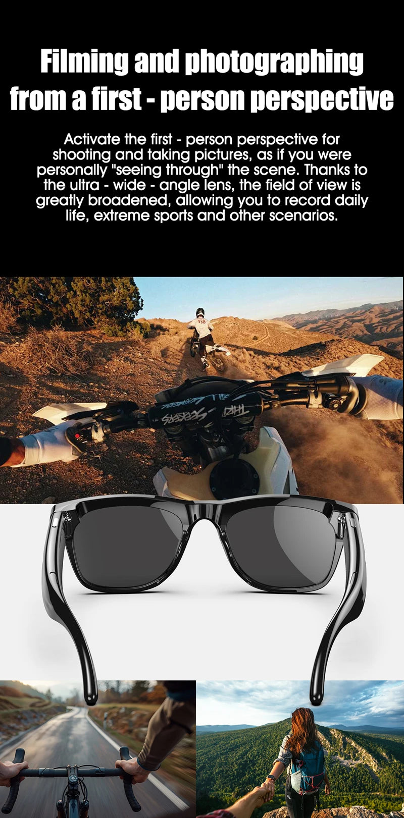 Gafas inteligentes Bluetooth, reconocimiento de objetos, traducción AI, con cámara para tomar fotos, asistente de voz, llamadas y música-MovilExpressShop