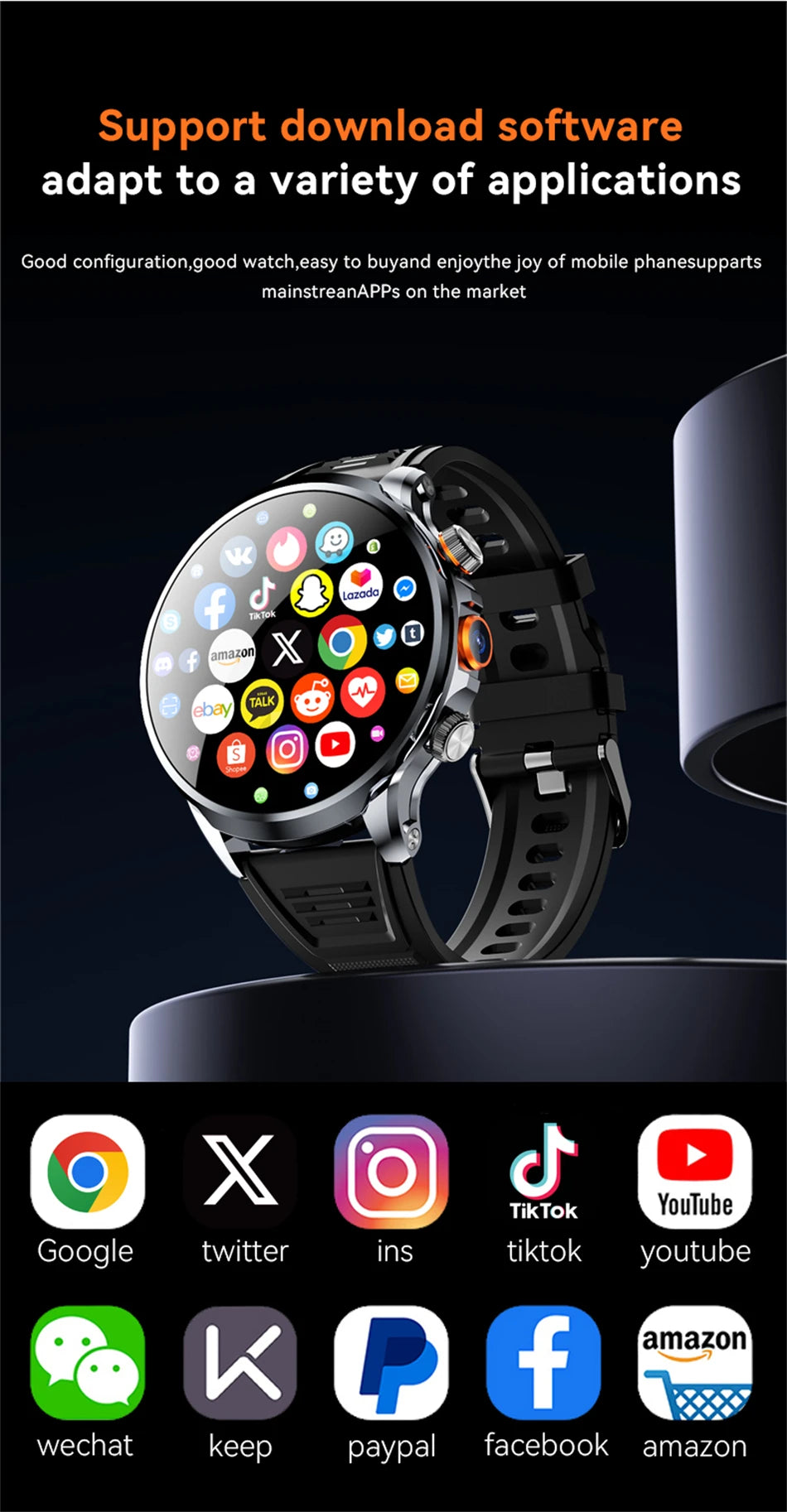Reloj inteligente Android Netcom completo 5G/4G con cámara con tarjeta SIM videollamada AMOLED GPS WIFI Google Play mapas reloj inteligente para hombres y mujeres