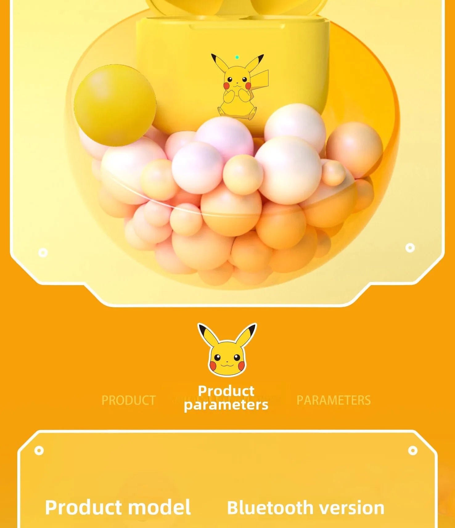 Pokemon Pikachu 5,0 inalámbrico Bluetooth deportes reducción de ruido auriculares táctiles con micrófono estuche de carga auriculares manos libres lindo-MovilExpressShop