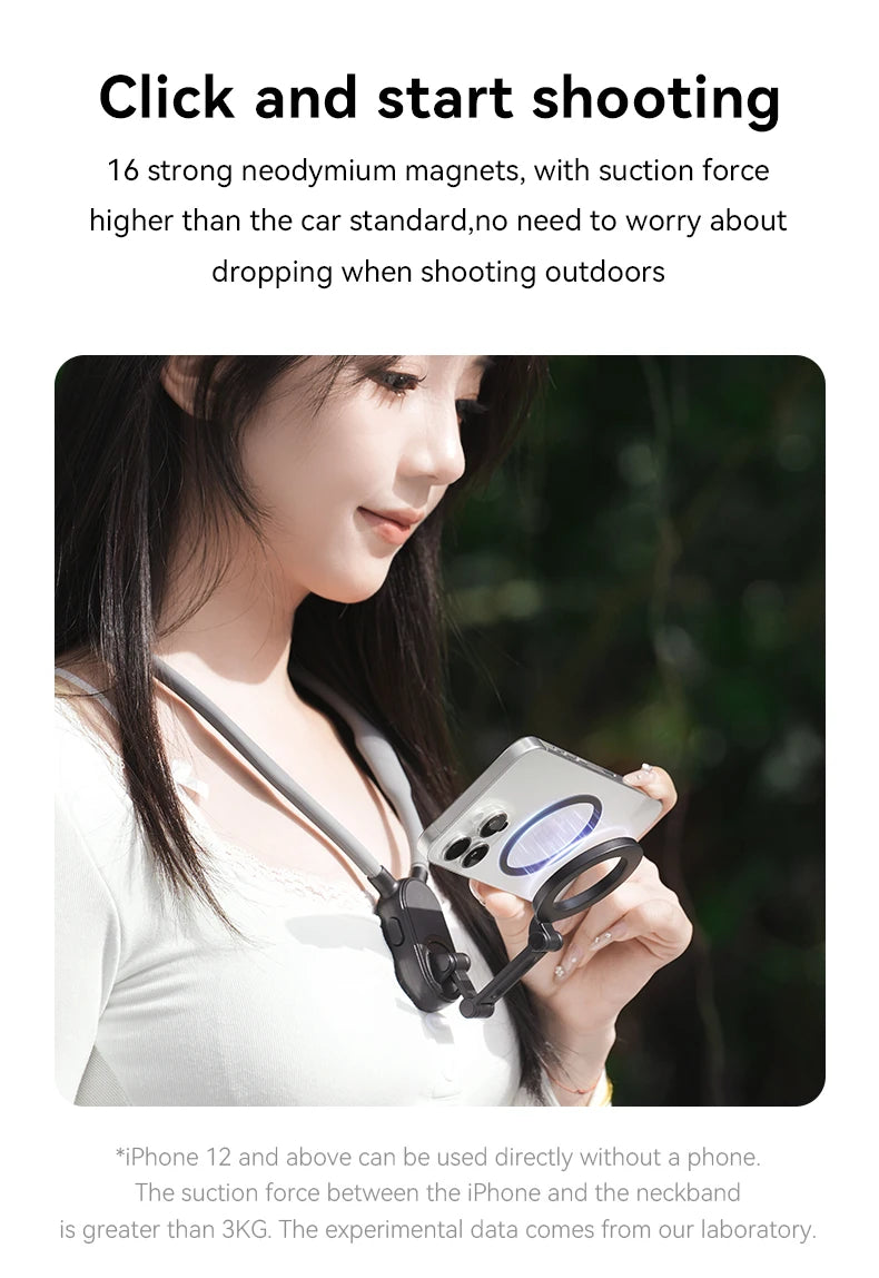 Clip magnético para teléfono con montaje en cuello 360 °   Soporte de teléfono POV de rotación para Iphone 15 14 13 12 11 10 para accesorios de teléfono SAMSUNG HUAWEI-MovilExpressShop