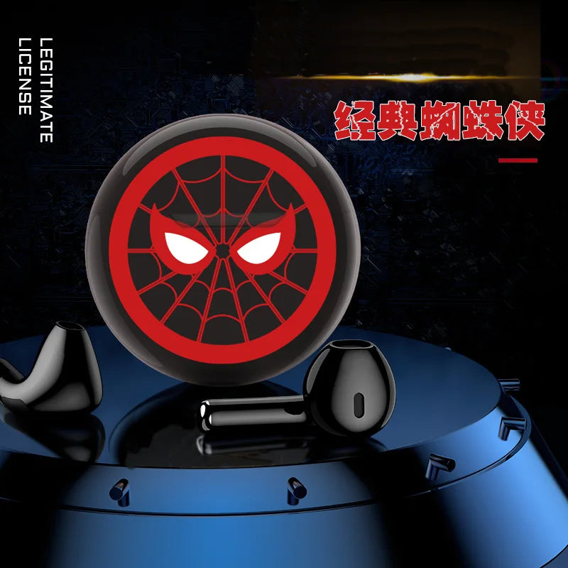 Marvel Spider Man Auriculares Bluetooth Dibujos animados Capitán América Mini Auriculares Bluetooth con bajo retardo y larga duración de la batería-MovilExpressShop