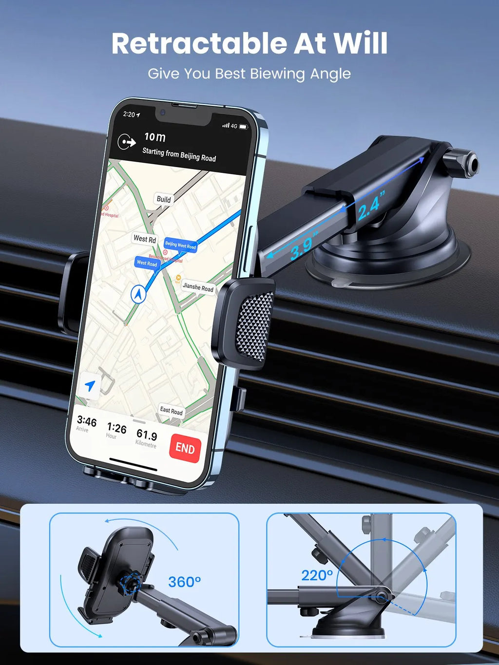 Soporte de teléfono para coche TOPK, soporte de gravedad para iPhone, Xiaomi, Samsung, soporte móvil para salpicadero, parabrisas, ventilación de aire, soporte para teléfono