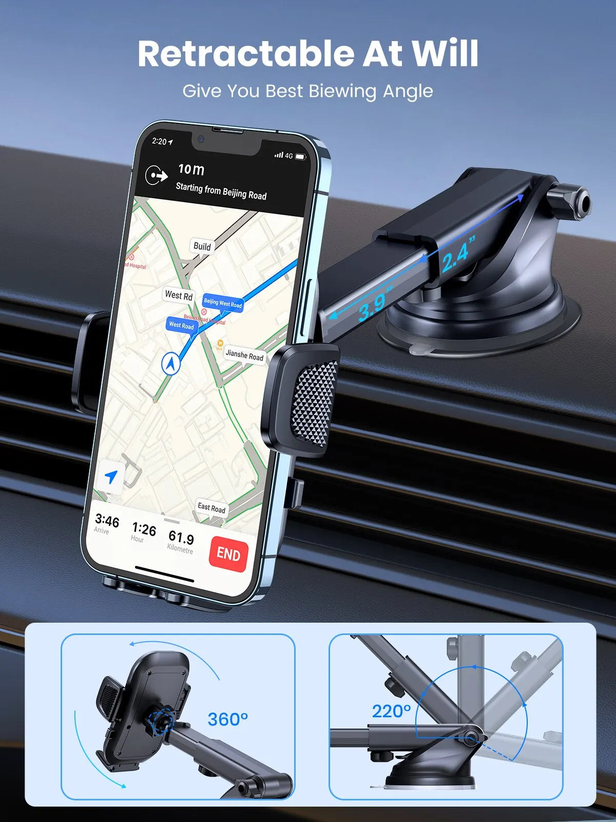 Soporte de teléfono para coche TOPK, soporte de gravedad para iPhone, Xiaomi, Samsung, soporte móvil para salpicadero, parabrisas, ventilación de aire, soporte para teléfono