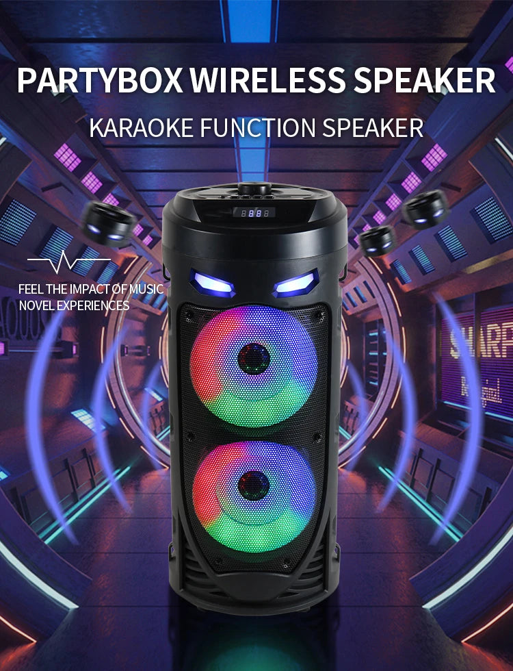 Altavoz Bluetooth portátil de baile cuadrado grande, columna de barra de sonido con luz LED colorida, caja de sonido KTV, Subwoofer Inalámbrico, Boombox de alta fidelidad-MovilExpressShop