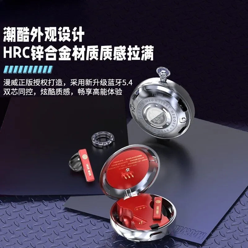 Los vengadores de Marvel Capitán América dibujos animados semi-in-ear auriculares inalámbricos con Bluetooth reloj de bolsillo de Metal giratorio fresco de alto valor-MovilExpressShop