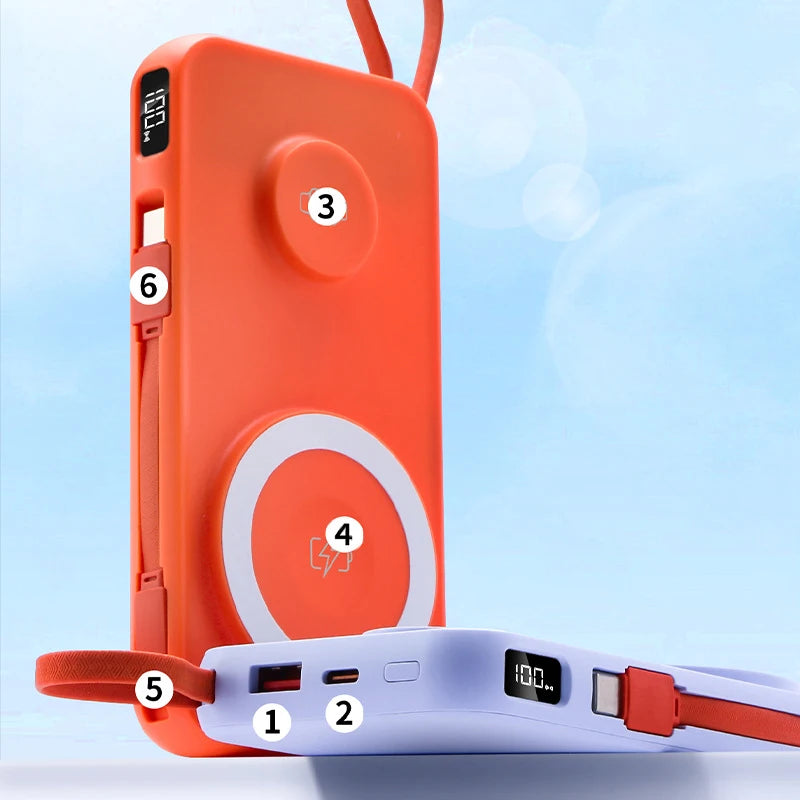 Banco de energía inalámbrico magnético de 30000mAh con cable para Apple Watch, batería externa portátil de carga rápida para iPhone y Android