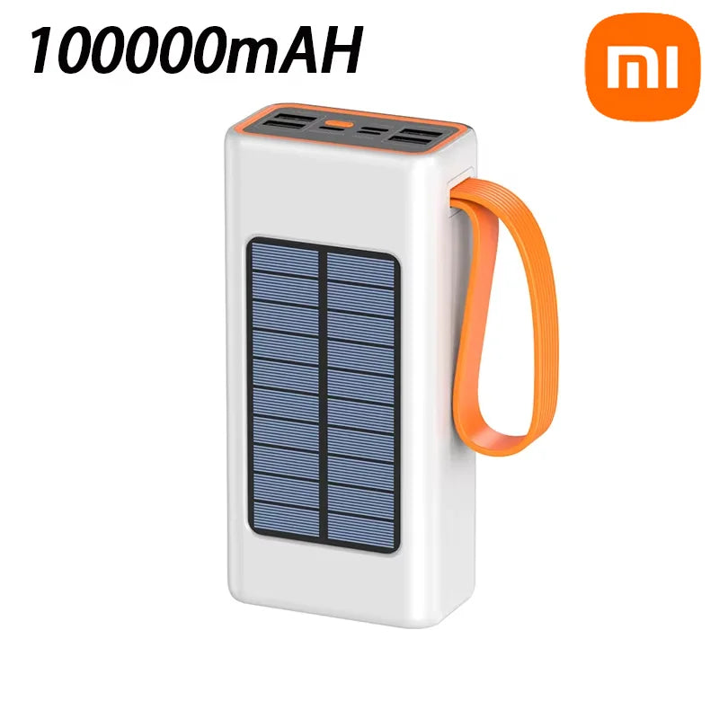 Xiaomi-Banco de energía Solar de 200000mAh, Cables integrados de gran capacidad, batería externa, luz LED, Banco de energía para iPhone, Huawei y Xiaomi-MovilExpressShop