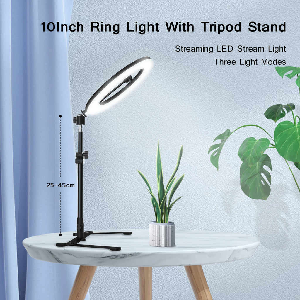 26CM fotografía iluminación teléfono Ringlight trípode soporte foto Led Selfie relleno anillo luz lámpara para vídeo Youtube Live COOK-MovilExpressShop