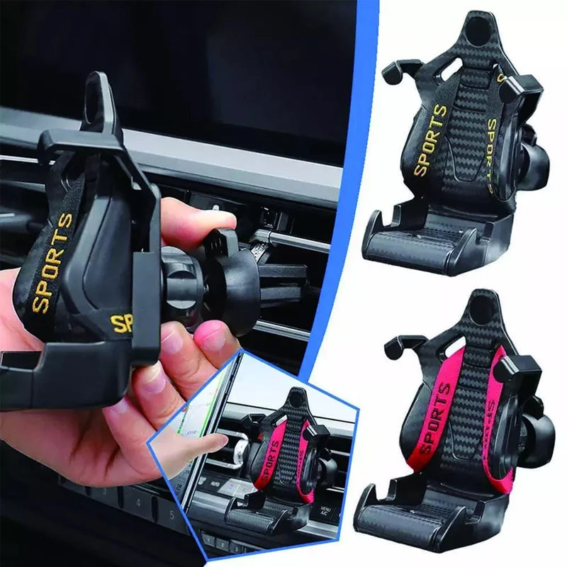 Soporte para teléfono de coche forma de asiento de carreras, soporte con ventosa para teléfono inteligente, soporte para móvil en coche para Iphone y Android