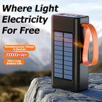 Xiaomi-Banco de energía Solar de 200000mAh, Cables integrados de gran capacidad, batería externa, luz LED, Banco de energía para iPhone, Huawei y Xiaomi-MovilExpressShop