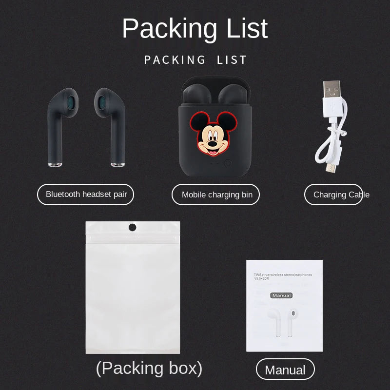 Disney TWS i7 Mini 2 auriculares inalámbricos Bluetooth 5,0 auriculares mate Macaron auriculares manos libres con micrófono caja de carga auriculares-MovilExpressShop