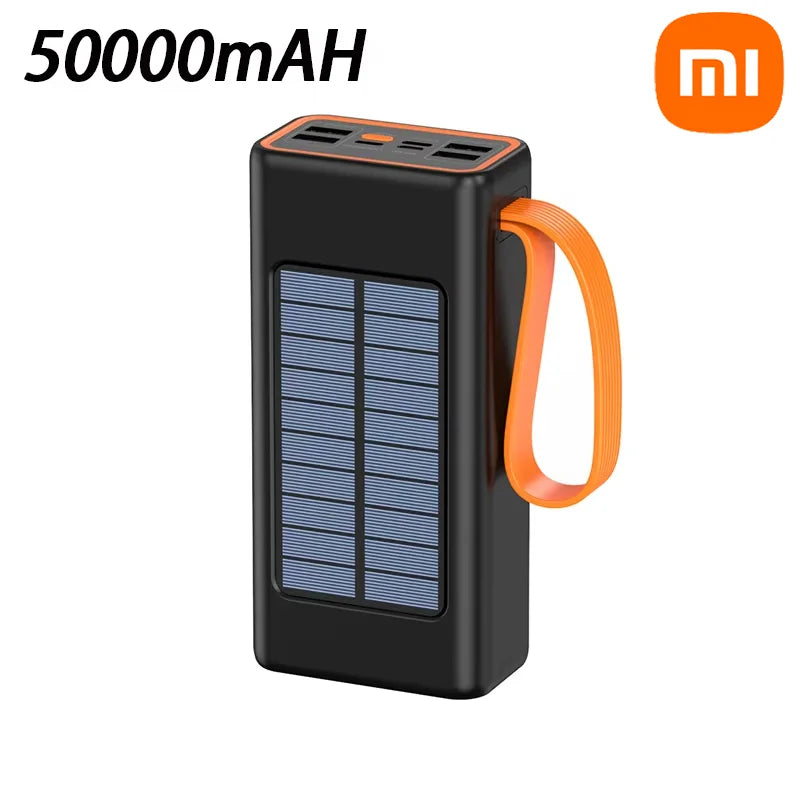 Xiaomi-Banco de energía Solar de 200000mAh, Cables integrados de gran capacidad, batería externa, luz LED, Banco de energía para iPhone, Huawei y Xiaomi-MovilExpressShop