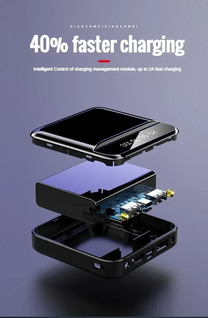 Xiaomi-Mini banco de energía de gran capacidad, 30000mah, carga súper rápida, Cable incorporado, batería externa portátil para Samsung y iPhone-MovilExpressShop