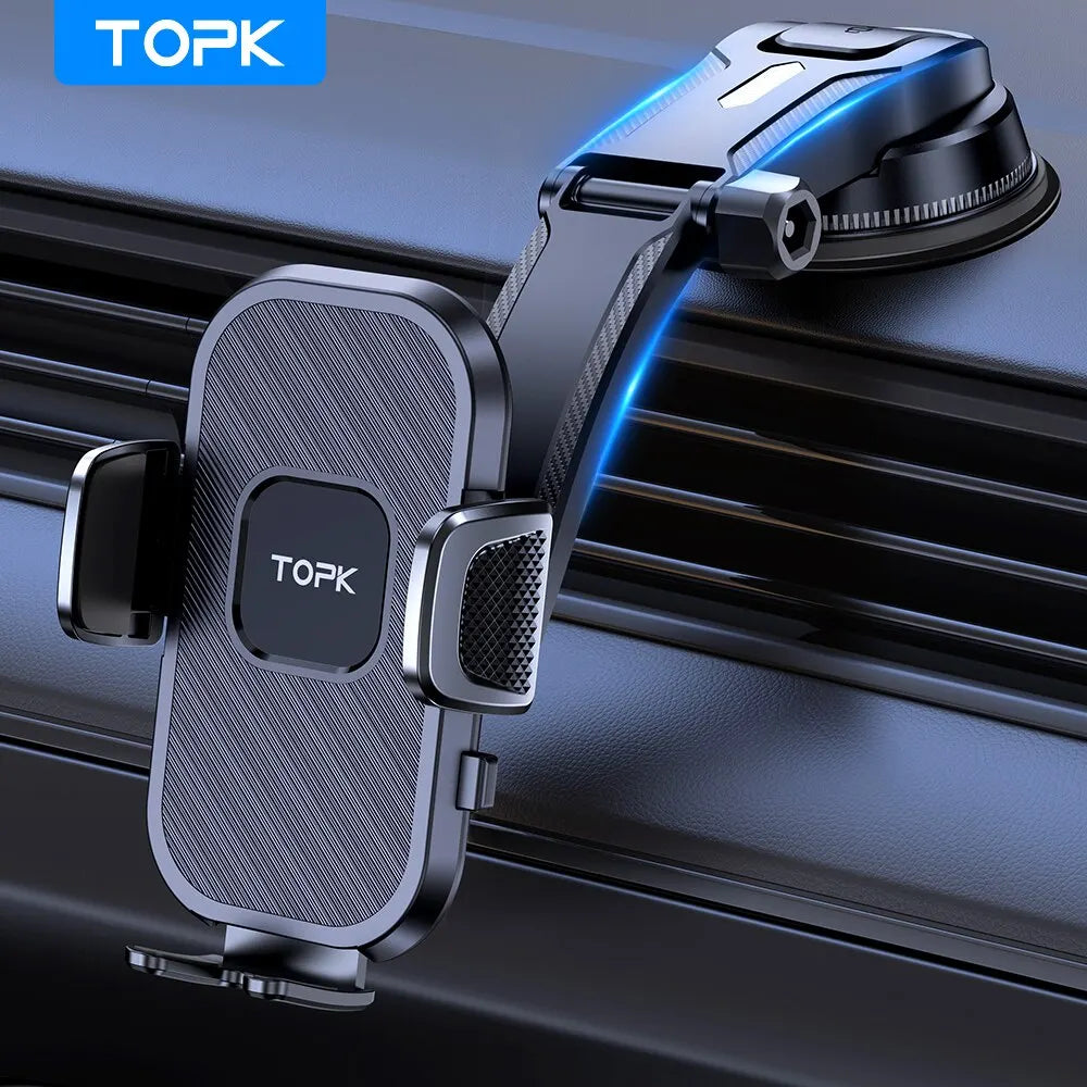 Soporte de teléfono para coche TOPK, soporte de gravedad para iPhone, Xiaomi, Samsung, soporte móvil para salpicadero, parabrisas, ventilación de aire, soporte para teléfono