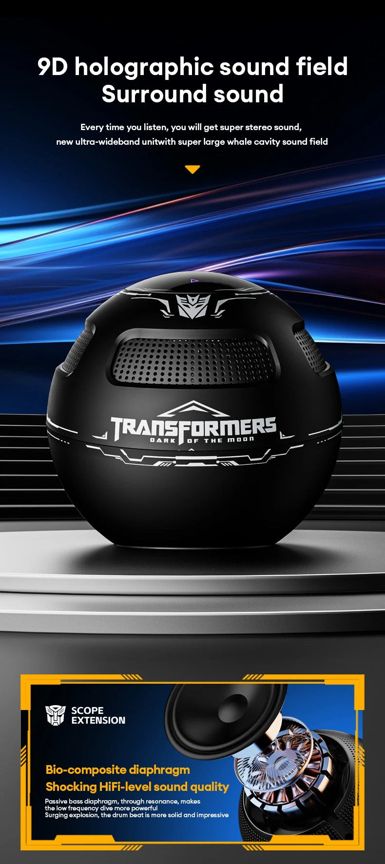 TRANSFORMERS TF-Y17 Altavoz portátil Altavoz Bluetooth inalámbrico de larga resistencia Sonido estéreo Caja de sonido multifuncional-MovilExpressShop