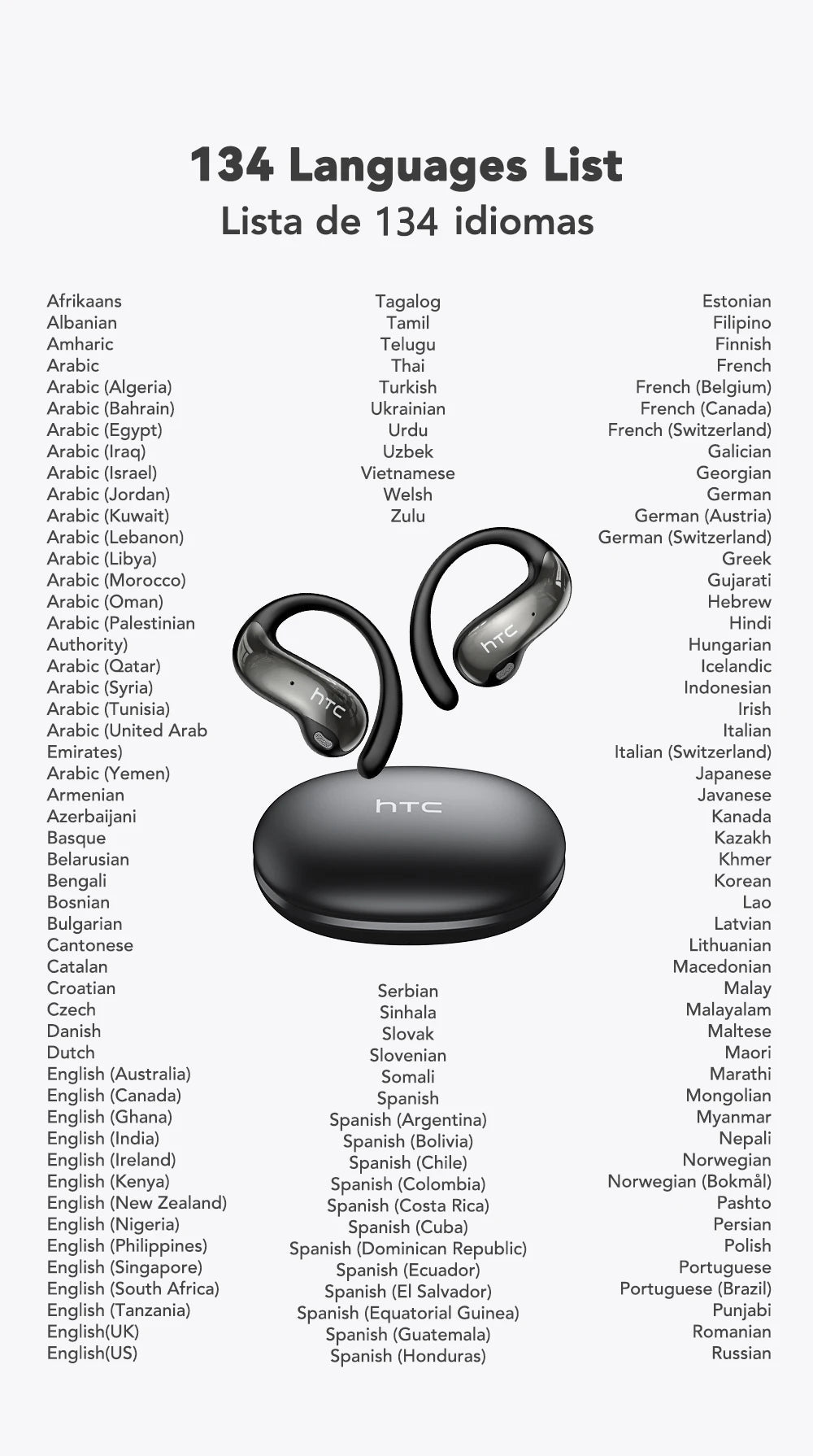 HTC NE19 auriculares Bluetooth IA OWS auriculares inalámbricos deportivos con micrófono potentes graves IA traductor auriculares impermeables de larga duración-MovilExpressShop
