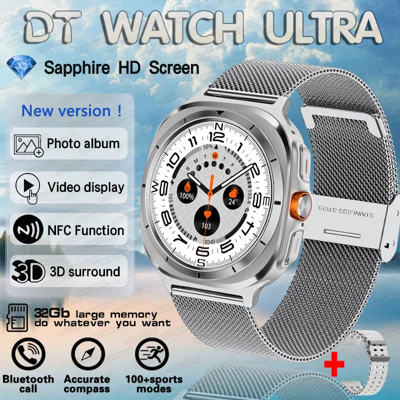 2025 nuevo reloj DT 7 Ultra reloj inteligente hombres 32GB memoria vídeo GPS NFC 47mm AMOLED Fitness rastreador deportivo salud relojes inteligentes mujeres
