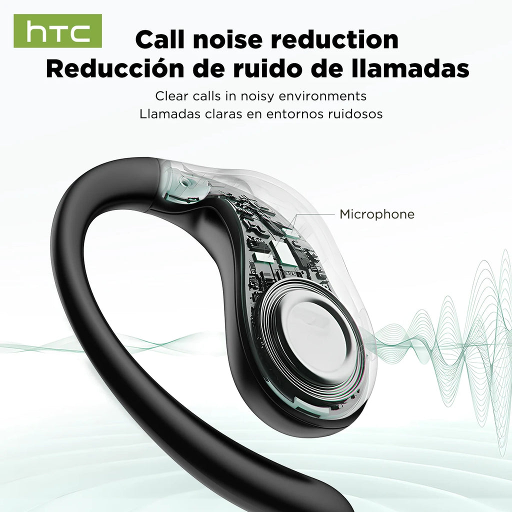 HTC NE19 auriculares Bluetooth IA OWS auriculares inalámbricos deportivos con micrófono potentes graves IA traductor auriculares impermeables de larga duración-MovilExpressShop