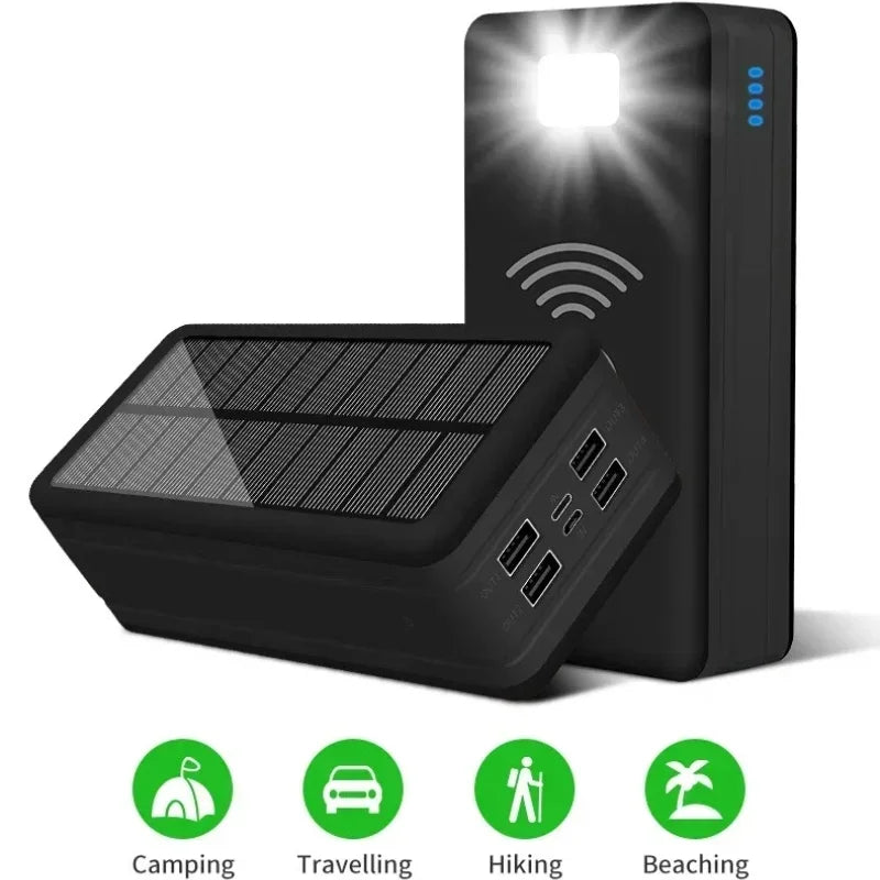 Banco de energía Solar de 100000mAh y 120W, batería externa USB de gran capacidad para teléfono móvil, carga inalámbrica rápida, accesorio para teléfono móvil-MovilExpressShop