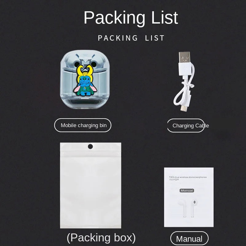 Nuevo Disney Stitch sonido HIFI pantalla Digital LED auriculares Bluetooth auriculares inalámbricos serie Stitch de largo alcance-MovilExpressShop