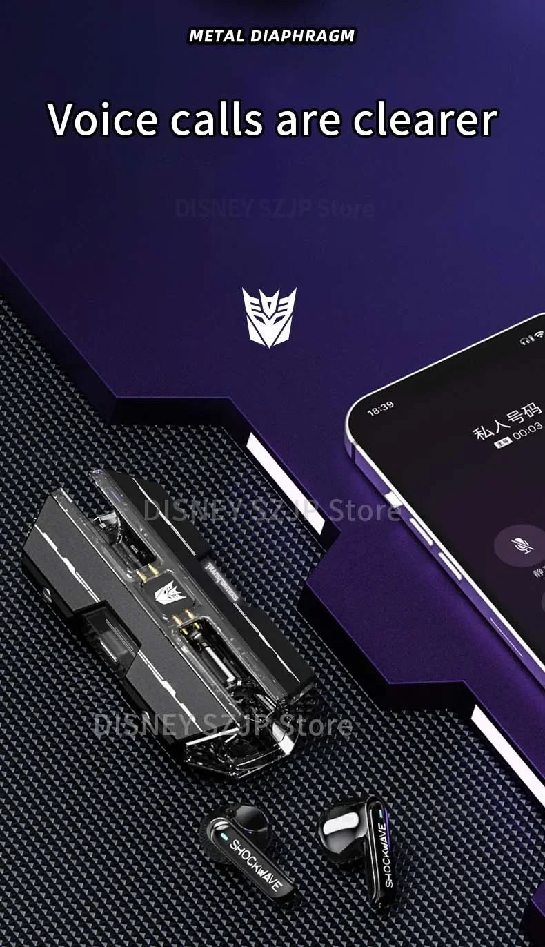 Transformers TF-T01 auriculares inalámbricos Bluetooth 5,3 sonido HIFI Bumblebee auriculares para juegos auriculares de baja latencia Larga modo de reposo-MovilExpressShop