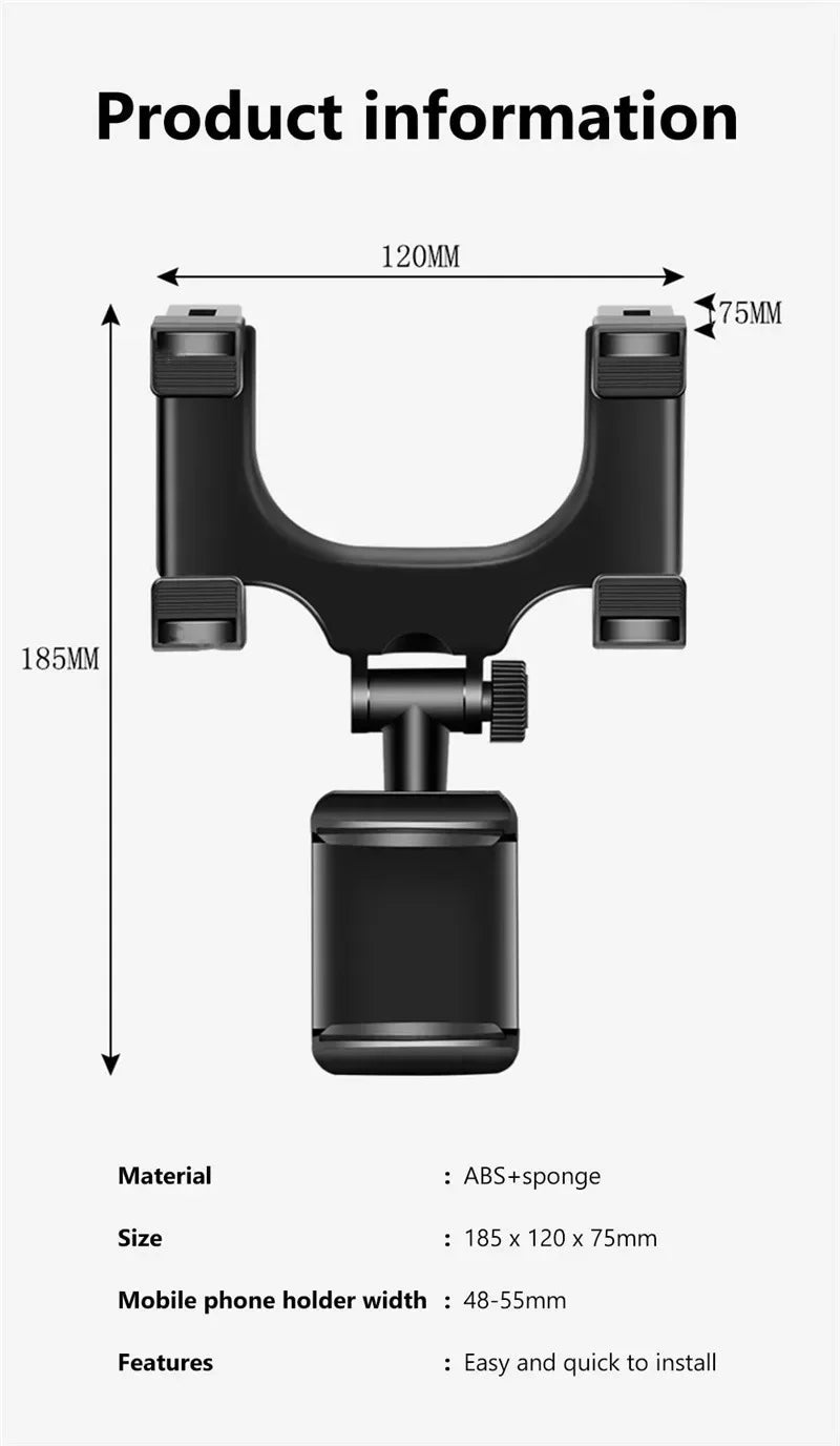 Soporte para teléfono de coche 360, soporte de montaje para espejo retrovisor, navegación GPS, soporte para móvil, Clip plegable, soporte ajustable para teléfono móvil para coche