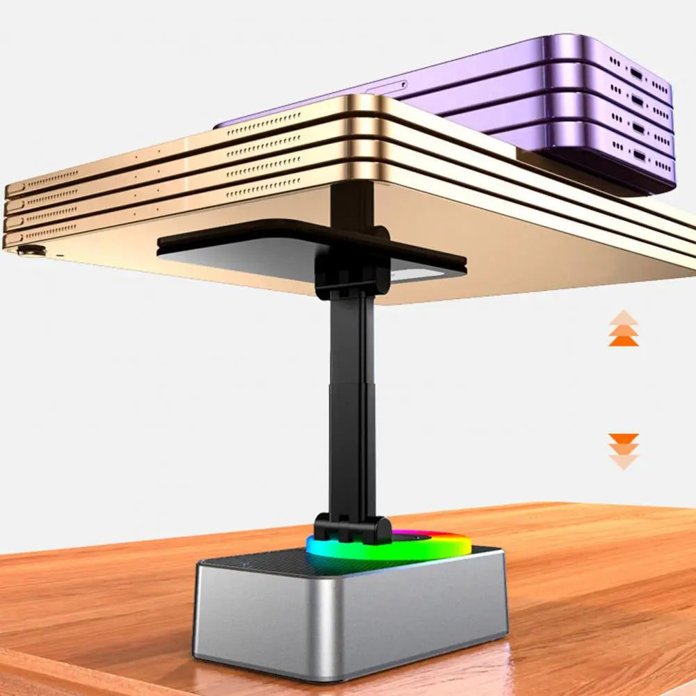 Soporte para teléfono con alimentación de Audio compatible con Bluetooth, soporte giratorio para teléfono con altavoz inalámbrico, soporte plegable ajustable para teléfono móvil-MovilExpressShop