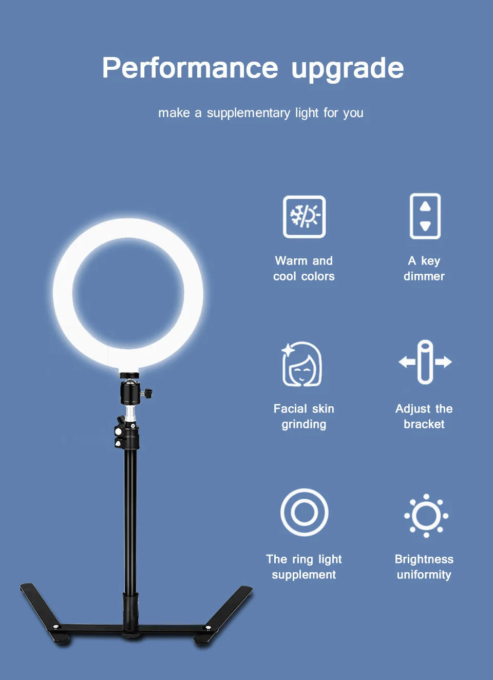 26CM fotografía iluminación teléfono Ringlight trípode soporte foto Led Selfie relleno anillo luz lámpara para vídeo Youtube Live COOK-MovilExpressShop